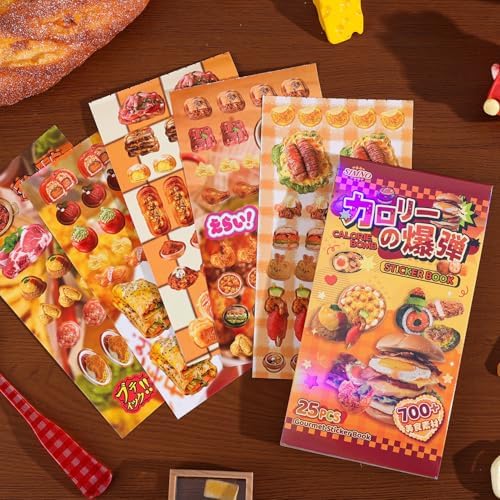 Girl's Japanese Retro Sticker Book, Food and Daily Life Theme - 700+ Cute Old Showa Style Foodie Stickers, for DIY Scrapbooking Journaling Handbook Decoration