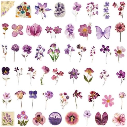 Transparent Flora Scrapbook Stickers Aesthetic Flowers Stickers(200)
