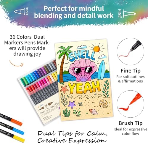 Chill-Sweet Puns Coloring Books for Adults with 30 Pattern and 36 Markers