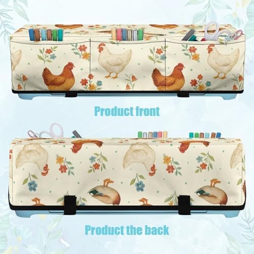 Binienty Cutting Machine Maker Cover with 3 Pockets for Home Accessories Organizer - Boho Rooster Scrapbooking Die-Cut Machine Covers with 3 Storage Pocket Wear Resistant to Keep Clean