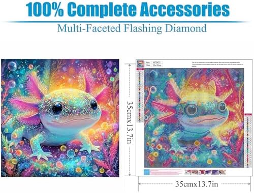 Lophomie Diamond Art Kits for Adults Axolotl Diamond Painting Kits 14x14 in