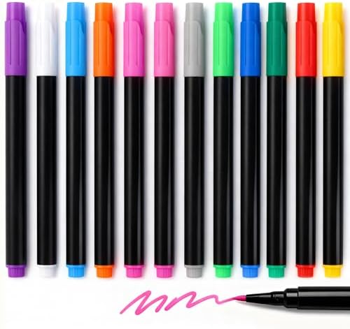 12-Color Liquid Markers for LED Note Board with Colors, Compatible with Reusable Doodle Book, Light-Up Acrylic Message Boards,and LED Writing Boards, Neon Markers Erasable Pens