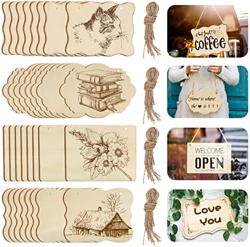 Unfinished Wood Ornaments, DIY 32pcs 4x3in Creative Irregular Wood Slices