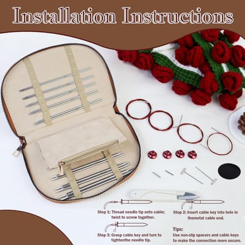 Lewhoo Circular Knitting Needles Set 2.0~5.0mm Silver