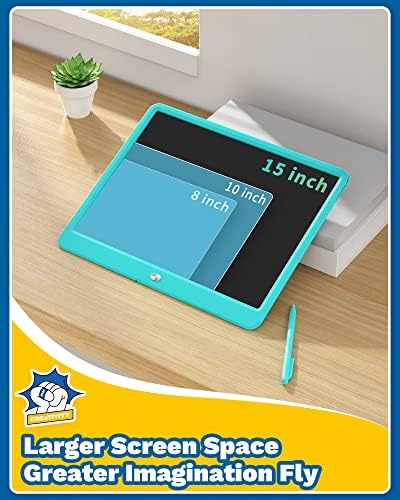 TEKFUN 15" LCD Writing Tablet for Kids, Large Drawing Pad for Boys & Girls, Screen-Free Way to Keep Kids Busy, Reusable Doodle Board for Learning & Travel, Great Christmas Gift Idea(15in Blue)