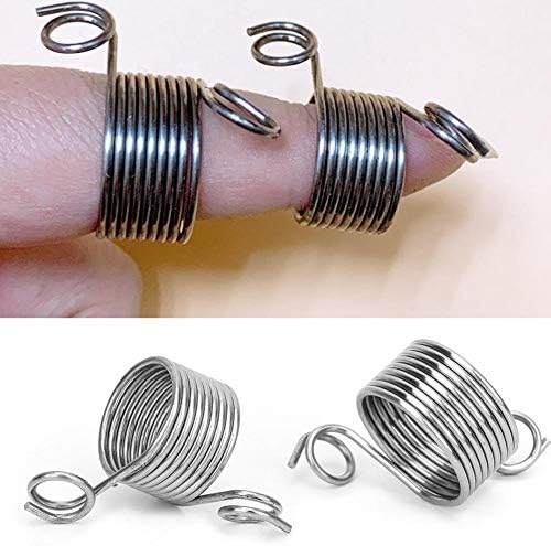 HEEPDD 2Pcs Finger Holder Knitting Thimble, 2Pcs 17mm 19mm Ring Knitting Thread Yarn Stranding Tools Home Gadgets Silver for Crochet Knitting Crafts Accessories Tool