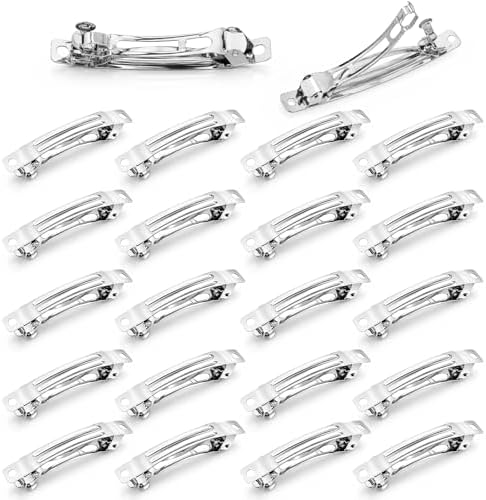 20 Piece Blank French Barrette Hair Clips 3'' Silver Metal French Hair Barrettes DIY Craft Automatic Spring Snap Hair-Clips Clasps for DIY Hair-Accessories