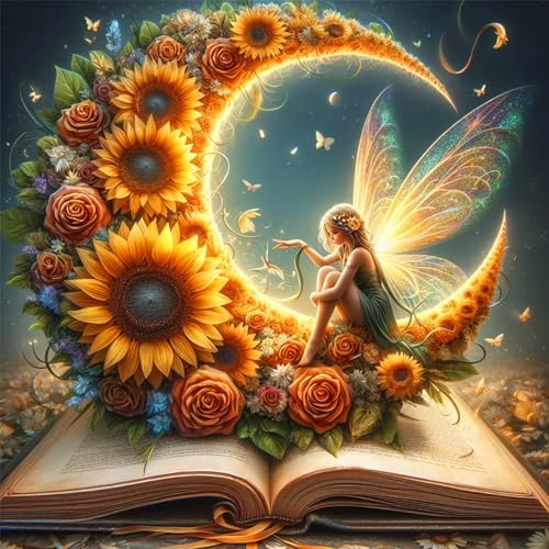 Ekuxom Fairy Diamond Painting Kits for Adults-Moon Fairy Diamond Painting