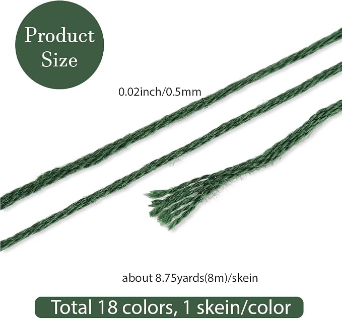 18 Skeins 6 Strands Green Embroidery Floss Thread for Crafts