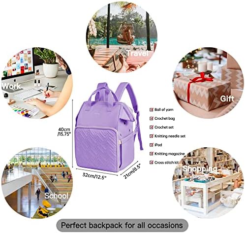 Leudes Crochet Bag Backpack for Yarn Storage Tote Travel Large Knitting Bag