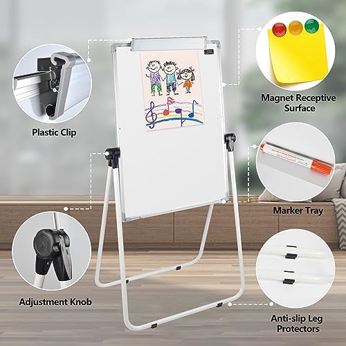 Stand White Board - 36 x 24 Inch Double Sided Magnetic Dry Erase Board with Stand Height Adjustable, 3' x 2' Flip Chart Easel Stand Portable(White)