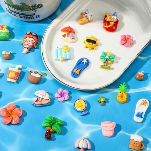 60Pcs Summer Resin Charms Mini Hawaii Flatback Charms for Crafts