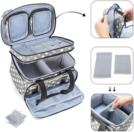 BAFASO Double Layer Sewing Accessories Organizer, Polka Dots