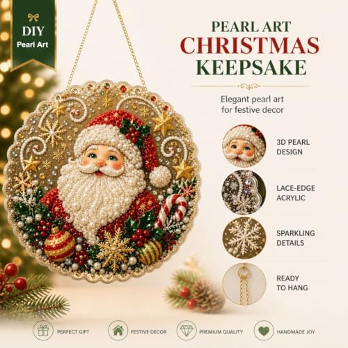 Christmas Pearl Diamond Painting Suncatcher Kit, DIY Bead Craft (#A)