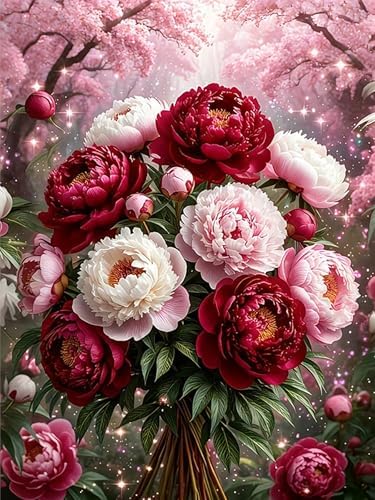 Xylogist Flowers Diamond Art Kits for Adults, 5D Diamond Painting Flowers