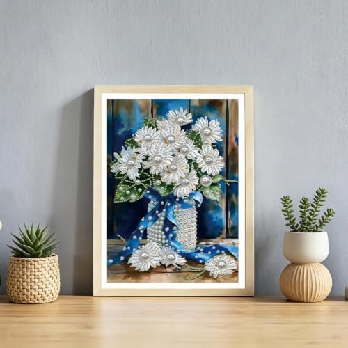 Daisy Pearl Painting Kits for Adults Beginner,Diamond Painting Kits 12x16In
