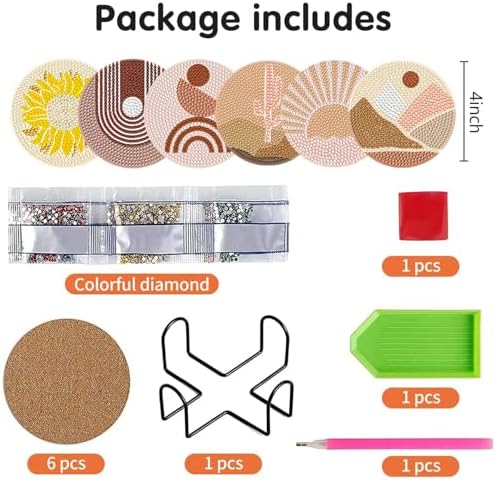 DOTSOPS 6 Pcs Diamond Art Kits for Adults Diamond Art Coasters with Holder