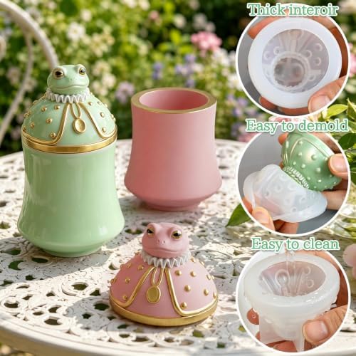 Frog Trinket Jar Silicone Mold, Storage Container Mold with Lid