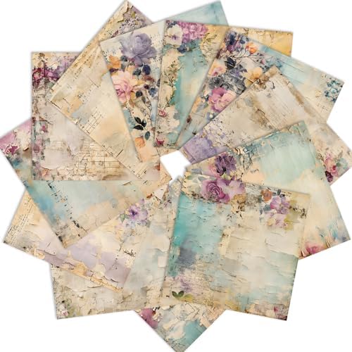 Vintage Floral Scrapbook Paper Pad Flower Patterned Paper 6×6,24 Sheets Single-Sided Scrapbooking CardStock Papers Pad for Holiday Cardmaking DIY Origami Journaling.