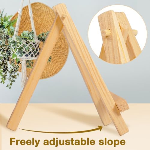 Mimorou 100 Pieces Mini Wooden Easel Stands Tripod Display Tabletop,5 Inch