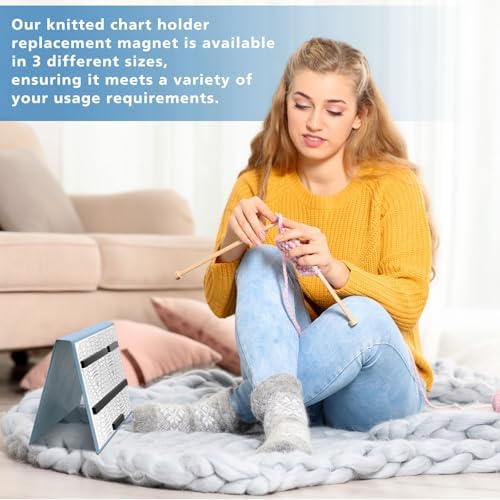 Flutesan 1 Pcs Knitting Pattern Holder, Fold up Cross Stitch Knitting Chart Keeper with Replacement Magnets, Magnetic Cross Stitch Accessories (Folded Size 6.1 x 9 Inch,Dusty Blue)
