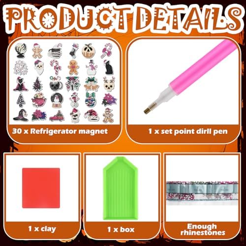 Motipuns 30 Pcs Diamond Magnets,Christmas Before Night,Purple