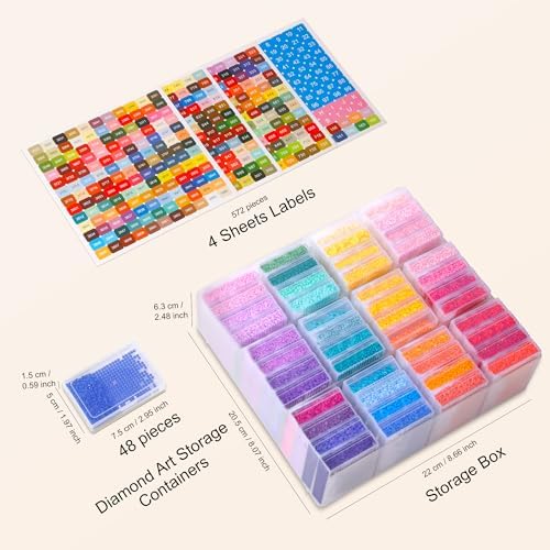 PP OPOUNT 48 PCS Diamond Art Storage for Beads Storage & Line-Up