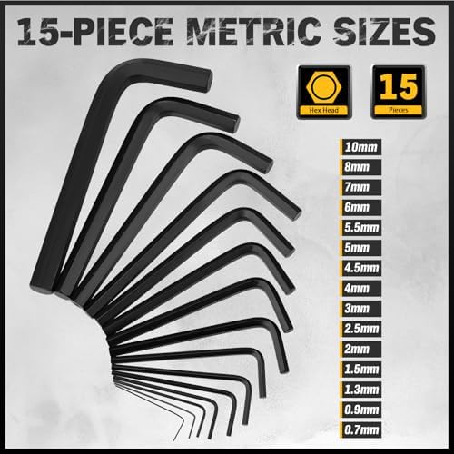 ELEAD 31-Piece Hex Key Set - Allen Wrench Set, SAE and Metric Allen Keys MM(0.7mm-10mm) SAE(0.028"-3/8) Heat-Treated, Torque Handle, High Leverage, Long & Short Keys, Easy Organization
