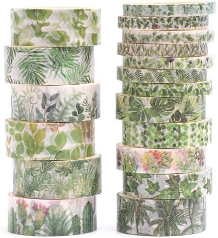 18 Rolls Seasons Flowers Washi Tape Set Floral Arts Adhesive Tapes Blooming Garden Decorative Masking Tape Sets for Craft, Kids, Scrapbook, DIY, Gift Wrapping (Summer)