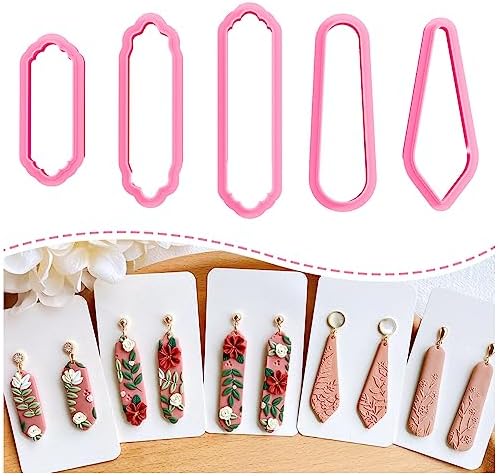 Keoker Clay Cutters, Polymer Clay Cutters, Long Dangle Shape Polymer Clay Cutter Set (5PCS A)