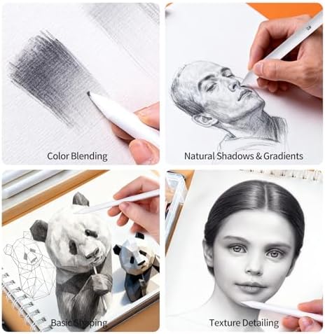 15 PCS Blending Stumps and Blending Sponge Pens with Sandpaper Pencil Sharpener, Tortillions Blending Sticks for Shading Complete, Blending Pencils for Student Artist Charcoal Sketch Drawing Tools