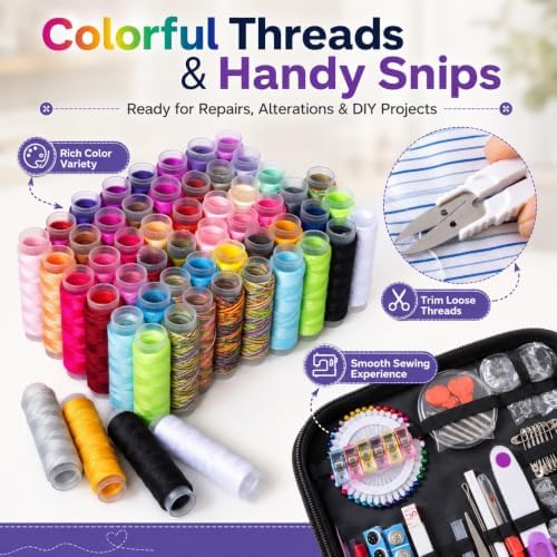 LEIYULY Sewing Kit for Adults, Needle and Thread Kit (203 PCS Black)