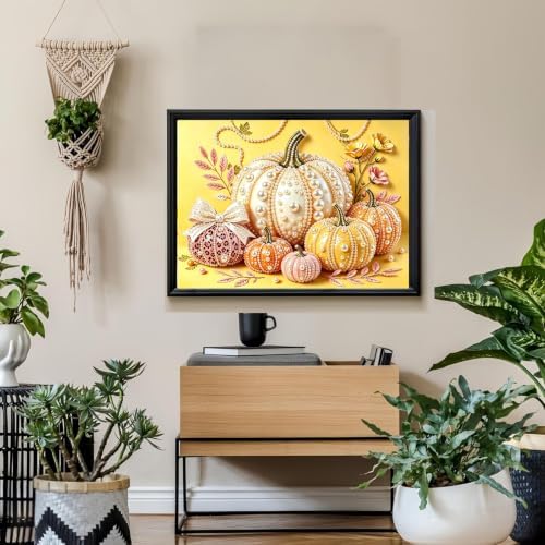5D Diamond Art Kits for Adult Beginner, Pumpkin Pearl Diamond Painting Kit