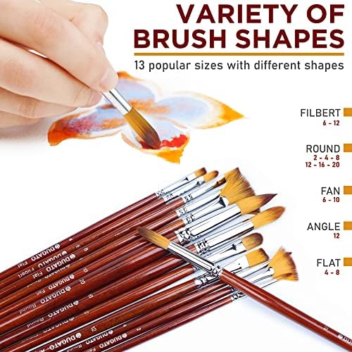 DUGATO Artist Paint Brush Set, 13-Piece Long Handle Oil Paint Brushes