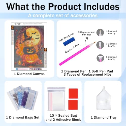 XTCIXAL Diamond Painting Halloween, Diamond Art Kits for Adults, 12x16 Inch