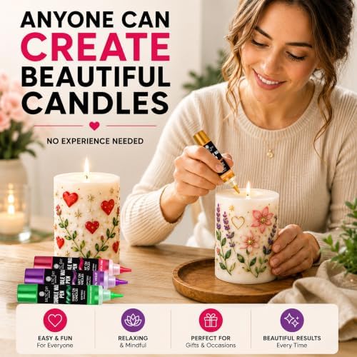 BALTIC DAY Candle Wax Pen Set, 12 Colors, 30ml Each, Non-Toxic Candle Paint Pens with Precision Tip for Candle Decorating, DIY Candle Making, Writing, Painting, Crafts & Personalized Gifts
