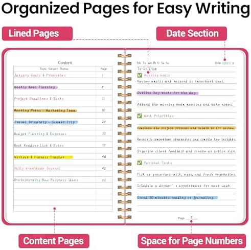 Lined Spiral Journal Notebook, A5 College Ruled Notebook for Note-Taking