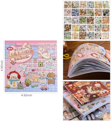 Girl's Japanese Retro Sticker Book, 700+ Kawaii Old Showa Style Embroidered Stickers, Cute Animal Theme for DIY Scrapbooking Journaling Handbook Decoration