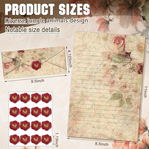 TaoBary 160 Pcs Vintage Floral Stationery Paper and Envelopes Set