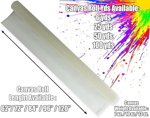 Canvas Rolls for Painting Large Blank Canvas Fabric by the Yard. 62"x50 Yd (150 Ft) 13oz Primed Artist Canvas Roll-Cotton Duck, Unstretched Cloth, Quality Fabric for Painters, SDK Murals, Backdrops