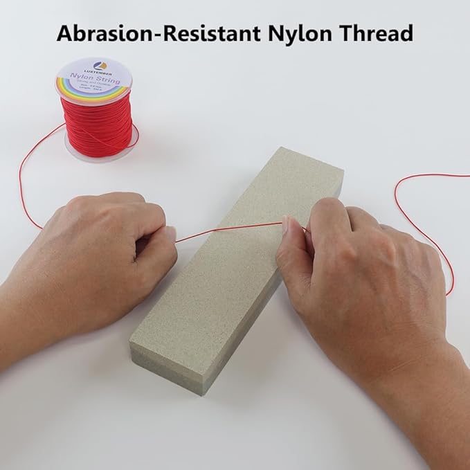 LUSTEMBER 0.8mm Nylon String, Strong Bracelet String, Durable Nylon Cord for Jewelry Making, Bracelets, Beading, Necklaces, Rattail Braiding, Kumihimo, Wind Chimes, Blinds and Handicrafts