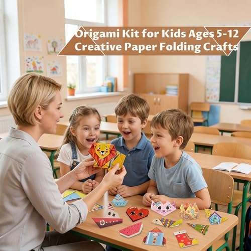 Origami Paper Kit 6x6 Inch, Origami Kit with Guide Book, Beginner Craft Kits for Kids Ages 5-8 8-12, Art & Craft Supplies for Classroom Road Trip Activities, Birthday Children's Day DIY Gift (152pcs)