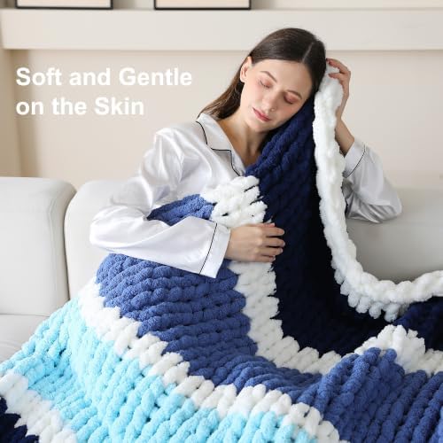 Chunky Yarn for Hand Knitting, #10 Chunky Blanket Chenille Yarn, Large Bulky Thick Jumbo Yarn, Super Chunky Knit Yarn for Crocheting, 8 Skein (8 oz 22 yds Each Skein), Navy Blue