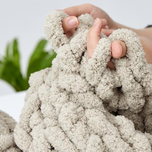 Bulky Chunky Yarn for Hand Knitting Blanket – #10 Jumbo Knitting Yarn, 1 Inch Thick Chenille Jumbo Yarn, No Knots Soft Machine Washable, Super Bulky Yarn 4 Pack for Crochet, Arm Knitting & Crafts