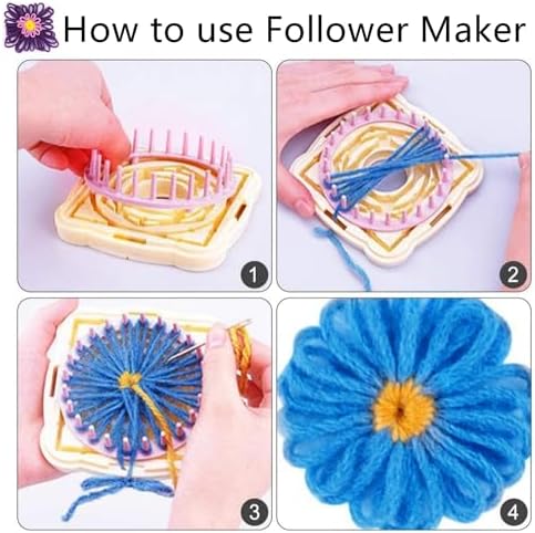 Ayasee Weaving Loom Kit, Flower Knitting Loom Kit, Frame Looms, Knitting Wool, Round/Square Knitting Looms Craft Kit Multi Color (Flower Maker)