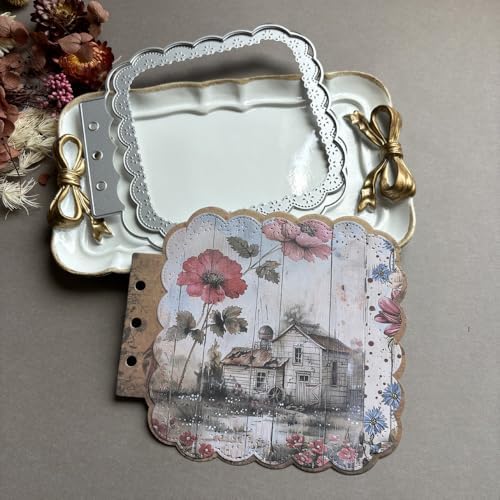 LZBRDY Vintage Charm Lace Frame Die-Cut - Carbon Steel Crafting Dies for Scrapbooking, Card Making, Greeting Cards and Journaling Supplies (Square Lace Loose Leaf 5.2 x 4.8 in)