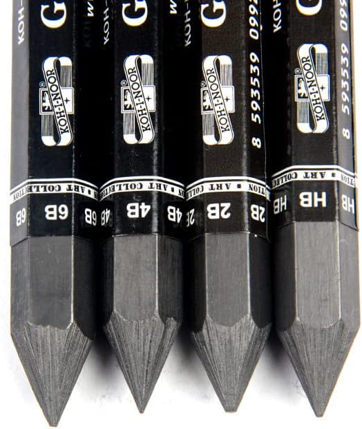 4Pcs Graphite Stick Set HB 2B 4B 6B Woodless Hexagonal Pencil Graphite Crayon for Adults Artist Sketching Drawing Shading Art Supplies