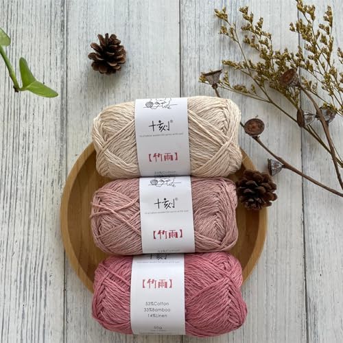 Cotton, Bamboo,Linen Blended Yarn 2 Skeins 50g/1.76oz- 05 Catalpa Wood