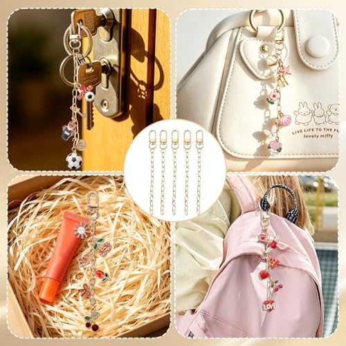 Riwiuue 20 Pcs Keychain Making Kit, Gold Key Chain Making Supplies