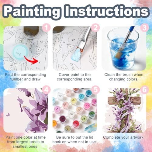 Kalonyth Cross Framed Paint by Numbers Kit for Adults Beginner 8x12 inch